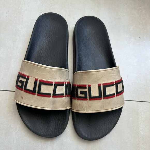 Gucci Black white open Slide